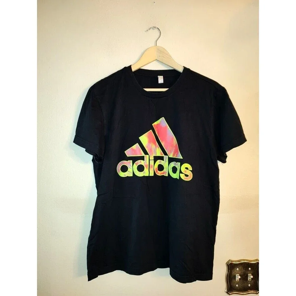 Men's Adidas Spell Out Black Cotton T Shirt Size Large